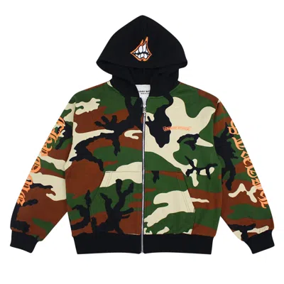 Pre-owned Chrome Hearts Matty Boy Caution Zip Up Hoodie 'camo' | Multi-color | Men's Size Xxl