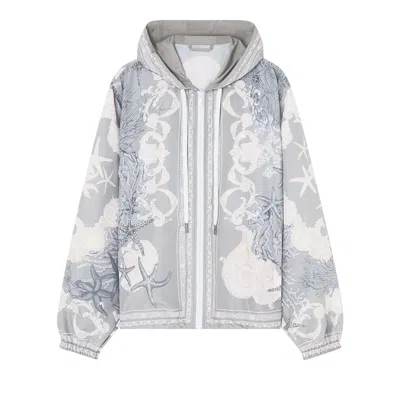 Pre-owned Versace La Vacanza Print Blouson 'concrete/dusty Blue/bone' | Grey | Men's Size 46