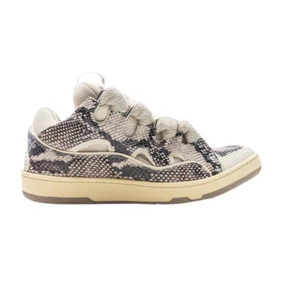 Pre-owned Lanvin Curb Sneakers 'beige Python' | Cream | Men's Size 41