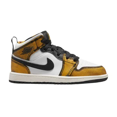 Pre-owned Air Jordan 1 Mid Se Ps 'wear-away - Taxi' | Black | Kid's Size 2
