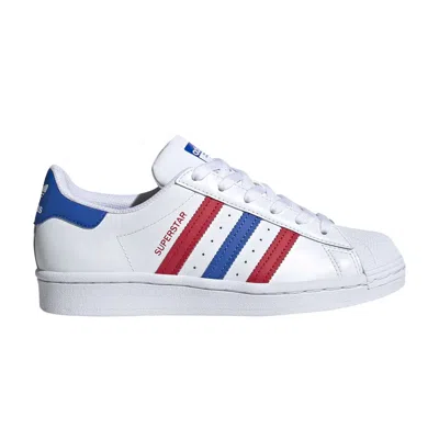 Pre-owned Adidas Originals Adidas Superstar J 'white Blue Scarlet' | Kid's Size 5.5