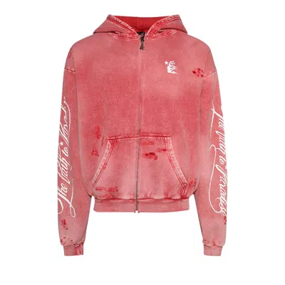 Pre-owned Hellstar Path To Paradise Zip-up Hoodie 'red' | Men's Size Xl
