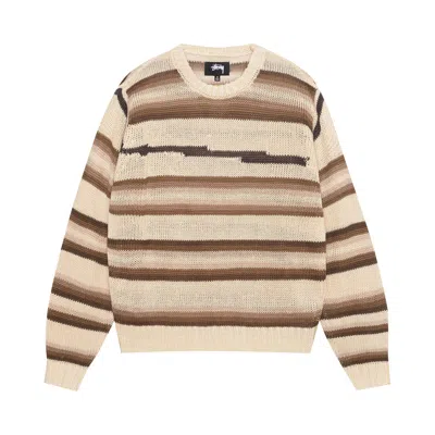 Pre-owned Stussy Tonal Stripe Linen Sweater 'natural' | Cream | Men's Size L