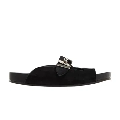 Pre-owned Lanvin Buckle Slides 'black' | Men's Size 41
