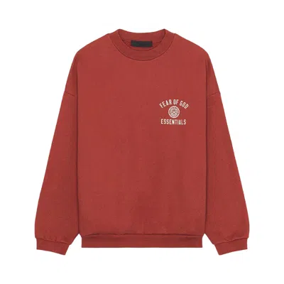 Pre-owned Essentials Fear Of God  Fleece Crewneck 'red' | Men's Size Xxl