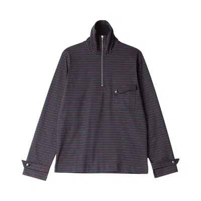 Pre-owned Wales Bonner Stripe Jersey Franco Half Zip Top 'navy Multicolor' | Blue | Men's Size L