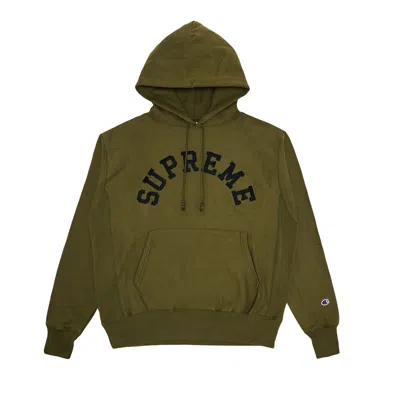 Pre-owned Supreme Champion Hooded Sweatshirt 'olive' | Green | Men's Size S