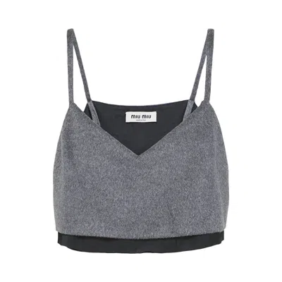 Pre-owned Miu Miu Velour Top 'grey' | Women's Size 36 In Gray