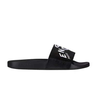 Pre-owned Givenchy Embroidered Flat Slide 'black' | Men's Size 39