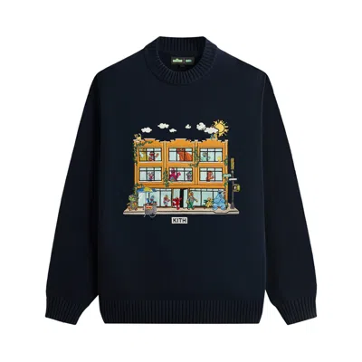 Pre-owned Kith X Sesame Street Lafayette Crewneck Sweater 'nocturnal' | Blue | Men's Size L