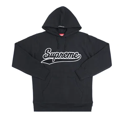 Pre-owned Supreme Chenille Script Hooded Sweatshirt 'black' | Men's Size M