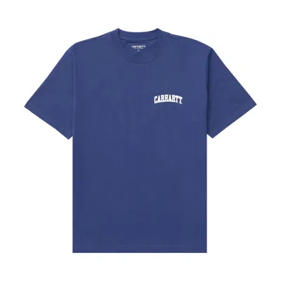 Pre-owned Carhartt Wip Univeristy Script Tee 'elder/white' | Blue | Men's Size Xxl