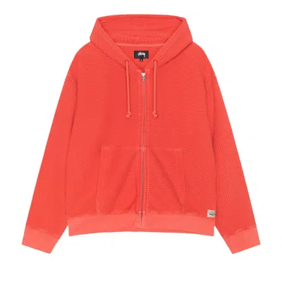 Pre-owned Stussy Double Layer Waffle Zip Hoodie 'red' | Men's Size M