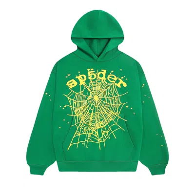Pre-owned Sp5der Star Og Web V2 Hoodie 'slime Green' | Men's Size M