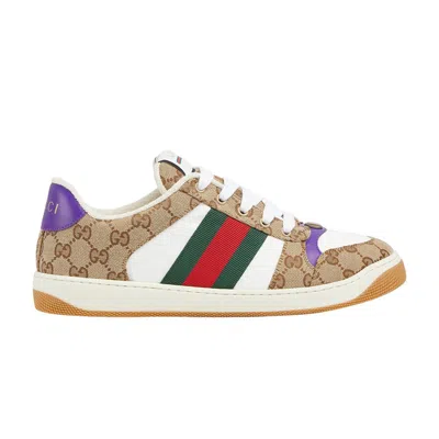 Pre-owned Gucci Screener Sneaker 'beige Purple' | Brown | Men's Size 12
