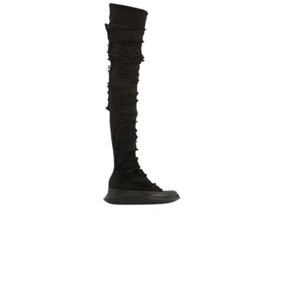 Pre-owned Rick Owens Wmns Drkshdw Gethsemane Stretch Abstract Stocking Boots 'black Destroy Denim'