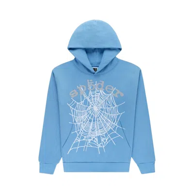 Pre-owned Sp5der Og Web V2 Hoodie 'dusty Blue' | Men's Size L