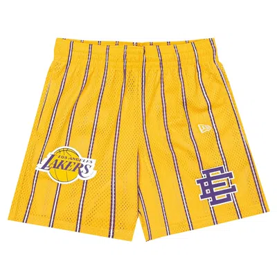 Pre-owned Eric Emanuel Ee Basics Shorts 'los Angeles Lakers' | Yellow | Men's Size Xl