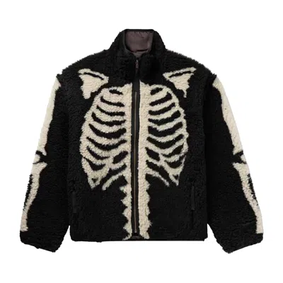 Pre-owned Kapital Bone Boa Reversible Printed Fleece And Nylon Jacket 'black' | Men's Size 5