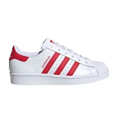 Pre-owned Adidas Originals Adidas Superstar J 'white Scarlet' | Kid's Size 6.5