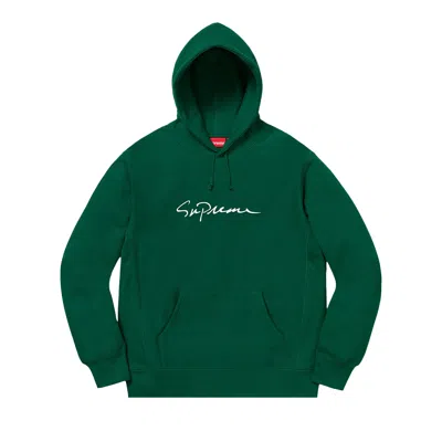 Pre-owned Supreme Classic Script Hooded Sweatshirt 'dark Green' | Men's Size L