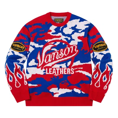 Pre-owned Supreme X Vanson Leathers Sweater 'red Camo' | Multi-color | Men's Size Xl