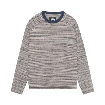 Pre-owned Stussy Textured Knit Contrast Collar Crew 'grey Multi' | Multi-color | Men's Size L