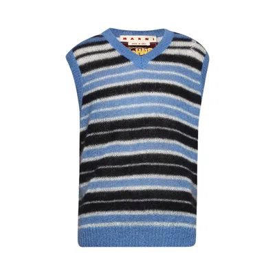 Pre-owned Marni Brushed Mohair Stripe Gilet 'blue/lilac' | Men's Size 50