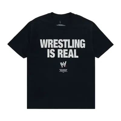 Pre-owned Cactus Jack By Travis Scott Wrestling Is Real Real Tee 'black' | Men's Size M