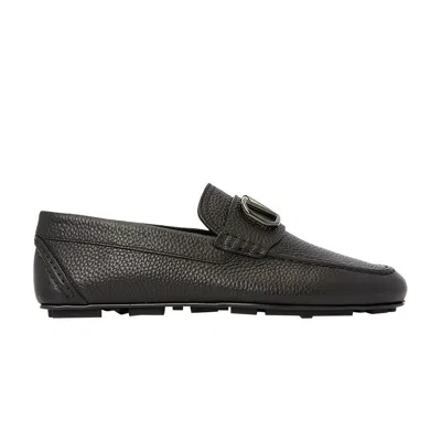 Pre-owned Valentino Garavani Valentino Valentino Driving Plaque Slip-on Loafer 'black' | Men's Size 44