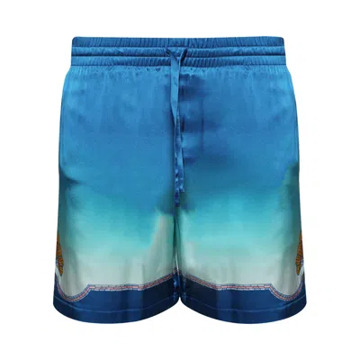 Pre-owned Casablanca Silk Shorts With Drawstring 'coquillage Color' | Blue | Men's Size S