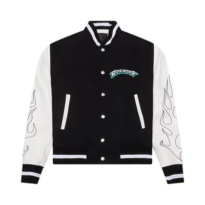 Pre-owned Givenchy Varsity Wool & Grained Leather 'black/white' | Men's Size 50