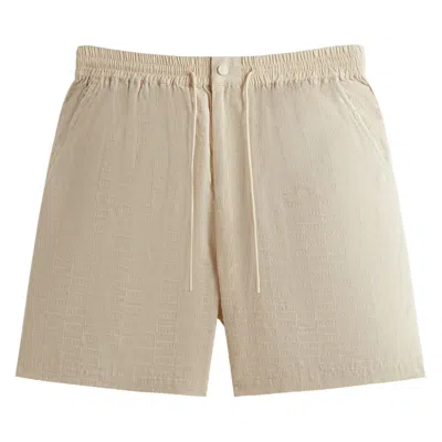 Pre-owned Kith Flocked Monogram Mason Short 'veil' | Cream | Men's Size L In White