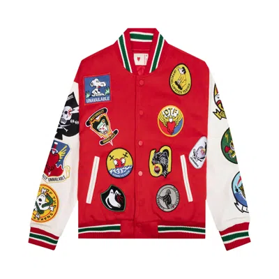 Pre-owned Emotionally Unavailable Patches Varsity Jacket 'red' | Men's Size L