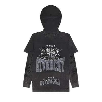 Pre-owned Givenchy Layered Long-sleeve Graphic T-shirt With Balaclava 'grey' | Men's Size Xxl