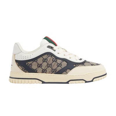 Pre-owned Gucci Re-web Sneaker 'gg Canvas - Beige Ivory Blue' | Cream | Men's Size 6.5