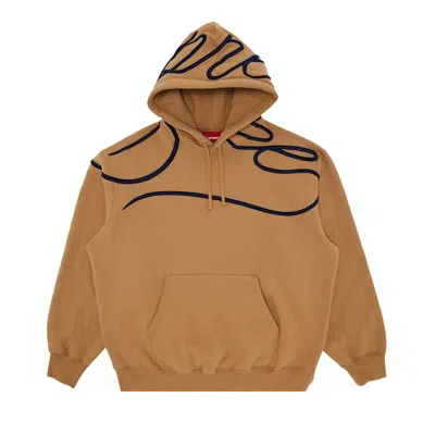 Pre-owned Supreme Shoulder Script Hooded Sweatshirt 'light Tan' | Men's Size S In Brown
