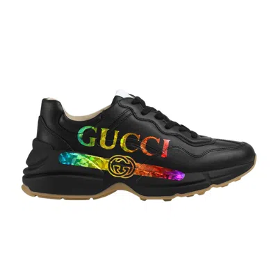Pre-owned Gucci Wmns Rhyton 'iridescent Logo' | Black | Women's Size 34.5