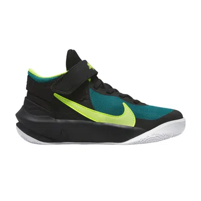 Pre-owned Nike Team Hustle D10 Flyease Gs 'black Bright Spruce Volt' | Teal | Kid's Size 5 In Blue