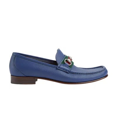 Pre-owned Gucci Web Stripe Horsebit Loafer 'washed Indigo' | Blue | Men's Size 9.5