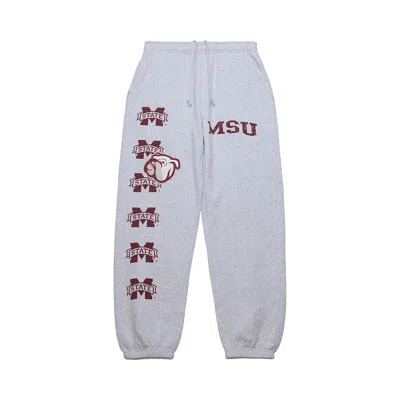 Pre-owned Cactus Jack By Travis Scott X Mitchell & Ness Mississippi State University Sweatpants 'grey Heather'