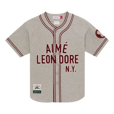 Pre-owned Aimé Leon Dore X Mitchell & Ness Team Baseball Jersey 'oatmeal' | Grey | Men's Size L In Gray