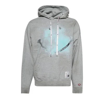 Pre-owned Miharayasuhiro Maison Mihara Yasuhiro Smiley Face Printed Distressed Hoodie 'grey' | Men's Size 46