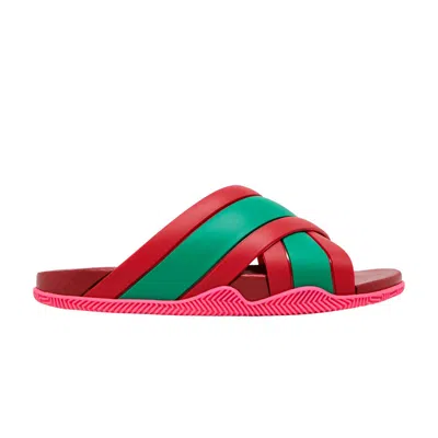 Pre-owned Gucci Wmns Web Stripe Slide Sandal 'coral' | Pink | Women's Size 35