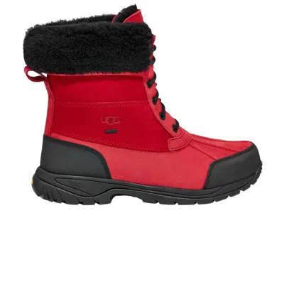 Pre-owned Ugg Butte Waterproof Leather Snow Boot 'samba Red Black' | Men's Size 8