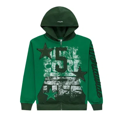 Pre-owned Sp5der Triple 5 Stitch Zip Up 'green' | Men's Size L