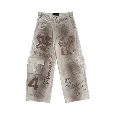 Pre-owned Cactus Jack By Travis Scott X Mowalola Logo Trousers 'ash' | Grey | Men's Size 30