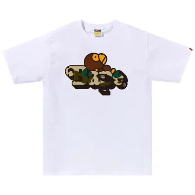 Pre-owned Bape 1st Camo Milo On  Tee 'white/yellow' | Men's Size M