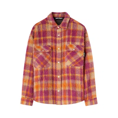 Pre-owned Palm Angels Brushed Wool Check Overshirt 'burgundy/beige' | Red | Men's Size 46