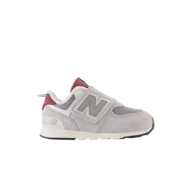 Pre-owned New Balance 574 New-b Hook & Loop Toddler 'raincloud Burgundy' | Grey | Infant Size 6